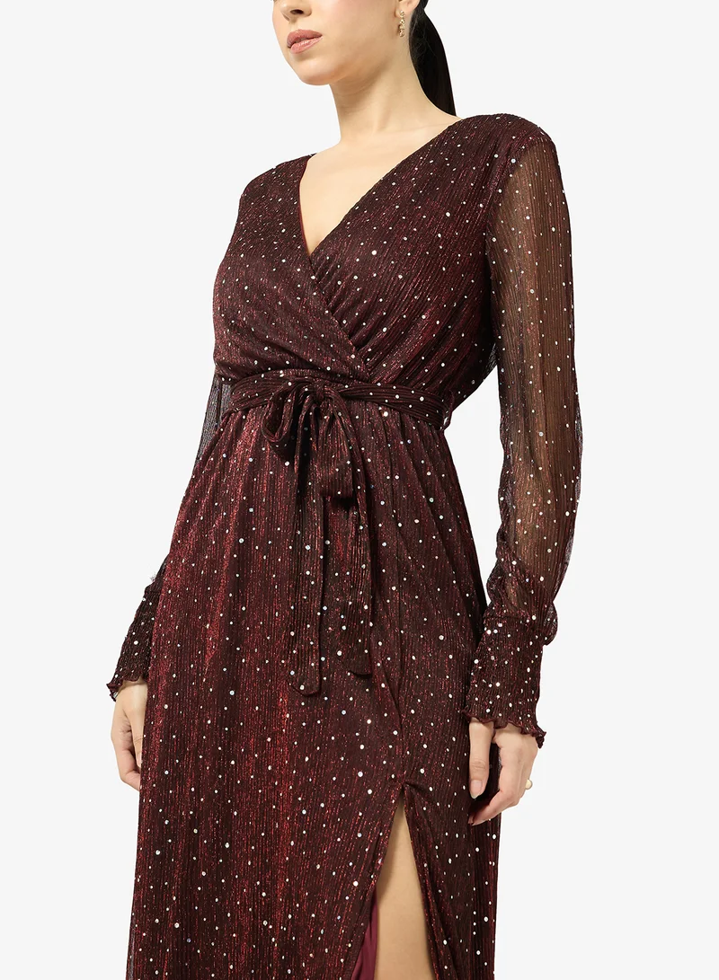 Ella  Shimmer Wrap Dress for Women | Best Price UAE
